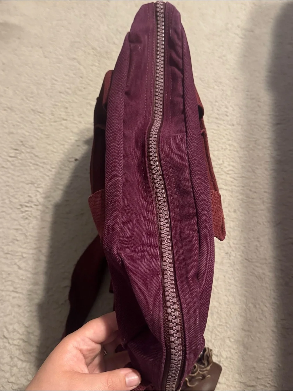 VTG Lands End Square Rigger Canvas Briefcase Messenger Bag Utility Burgundy Wine